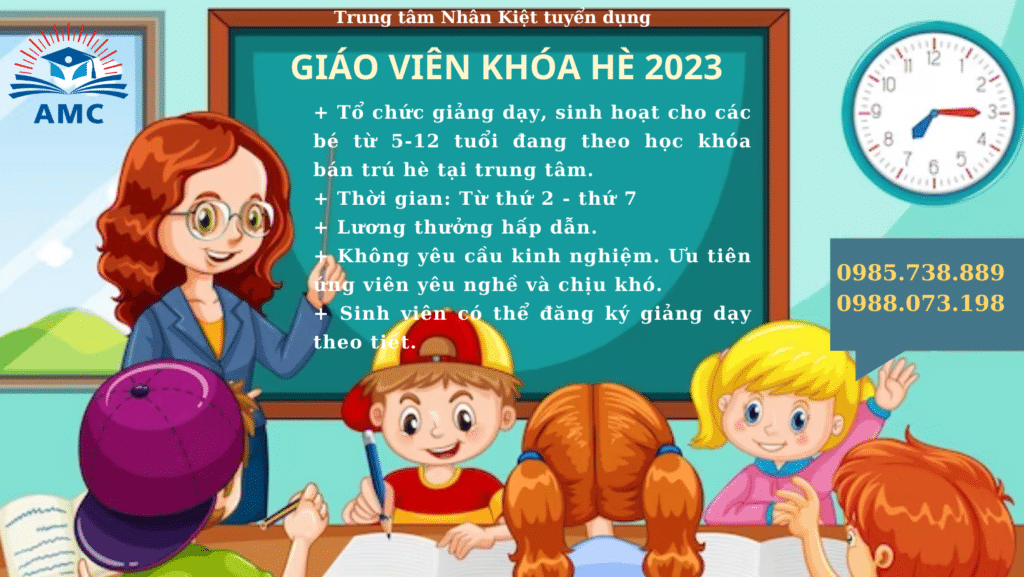 THÔNG BÁO TUYỂN GIÁO VIÊN KHÓA BÁN TRÚ HÈ 8 Tuyển GV dạy hè