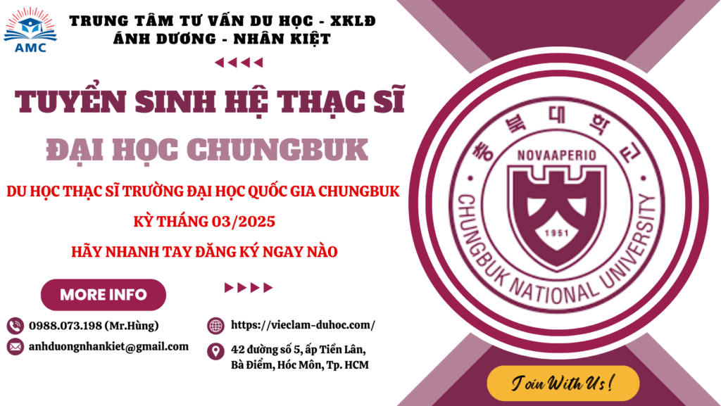 Tuyển sinh Thạc sĩ trường Đại học Quốc gia Chungbuk